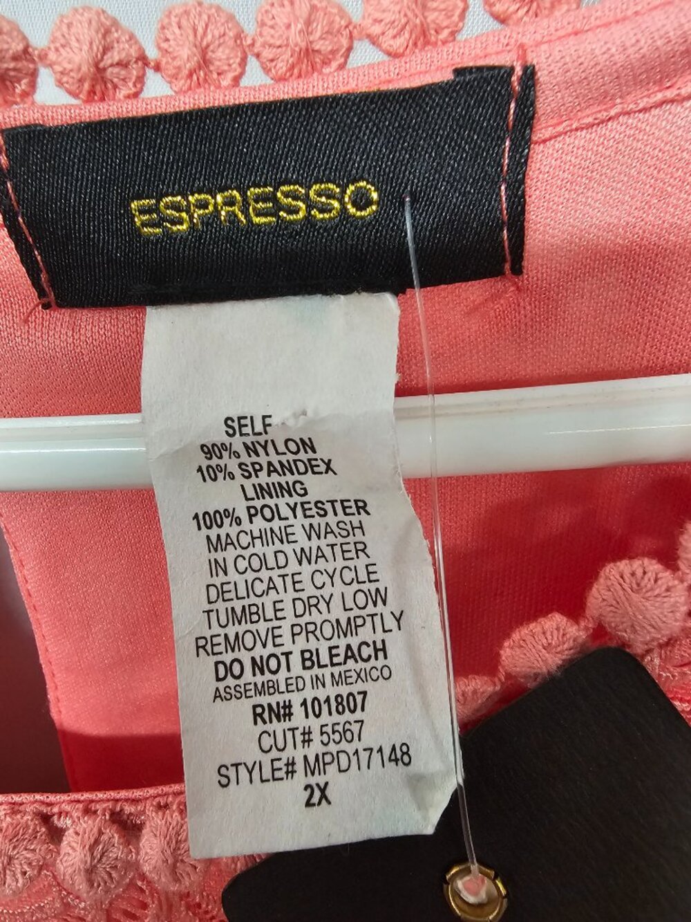 Espresso Dress Coral Floral Lace Shift Coquette 2X NWT - Picture 6 of 8